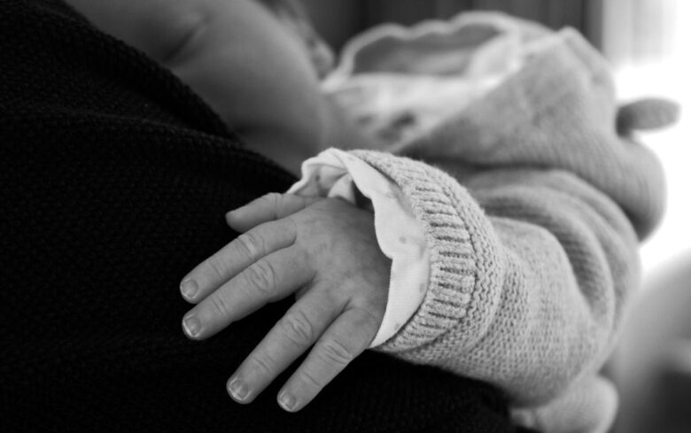 infant, small child, newborn, sleep, childhood, cute, family, adorable, asleep, baby hand, hand, finger, protected, parents, sw, black-and-white, people, mama, love, hug, in mom's arms
